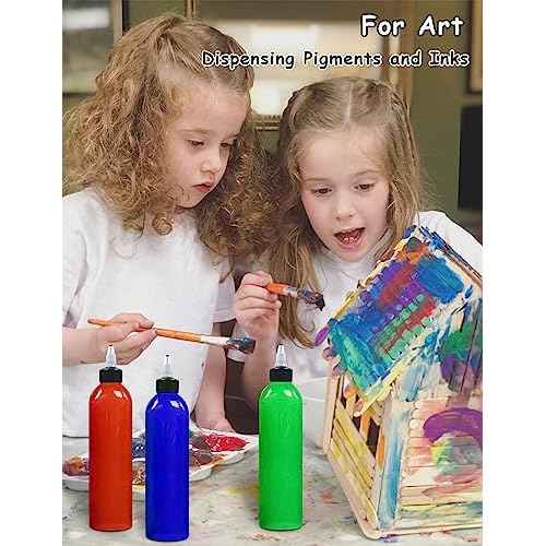 6 Pcs 8oz Plastic Squeeze Bottles with Twist Top Cap, 250ml Clear Dispensing Bottles, Empty Squirt Bottle for Liquids, Sauces, Arts, Crafts, Travel