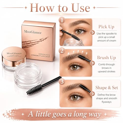 Stereo Eyebrow Styling Cream - Waterproof Clear Brow Gel with Brush