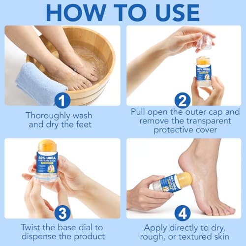 Urea Foot Care Stick with 60% Urea & 2% Salicylic Acid - Moisturizing Cream for Dry Cracked Heels