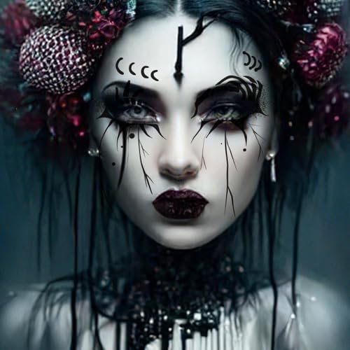 Halloween Face Tattoo Stickers - 10 Sheets Spider Web Eye Makeup