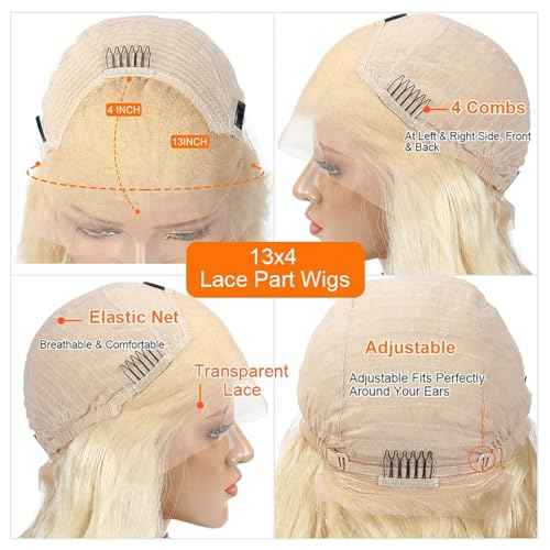 613 Lace Front Wig Human Hair 180 Density 13x4 Body Wave HD Transparent Lace Front Wigs Blonde Wig Glueless Wigs Pre Plucked Pre Cut With Natural Hairline 22 Inch