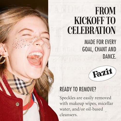 Fazit England Soccer Glitter Makeup Patches - Waterproof Face Stickers (6 Pack)