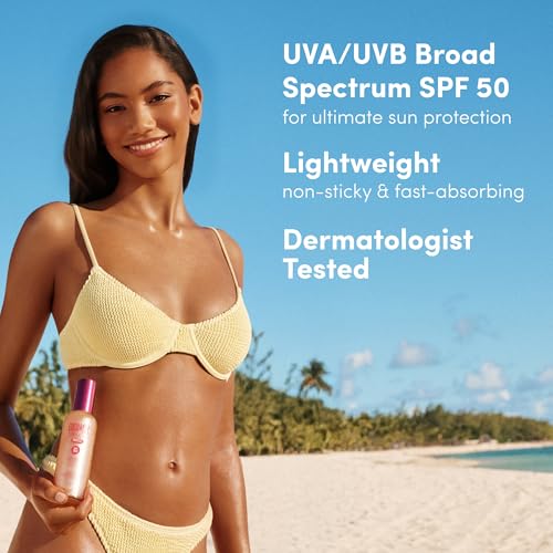 Coco & Eve Body Highlighter SPF 50 ? Shimmer Sunscreen, Broad Spectrum Sun Protection, Lightweight Serum-Like Lotion with Pearlescent Minerals & Vitamin E for Hydrated & Glowing Skin, 5.07 Fl Oz