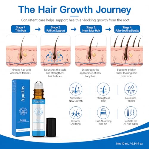 Hair Growth Roll-On Serum with Menthol & Camellia Oil, 2-Pack