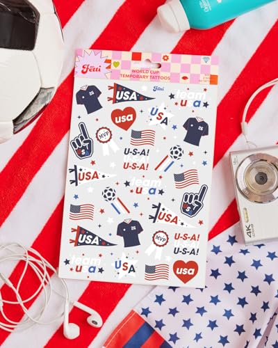 Soccer USA Temporary Tattoos - 2 Sheets, Patriotic