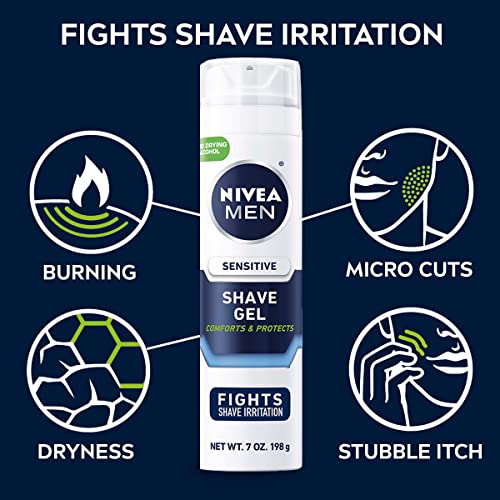 NIVEA MEN Sensitive Shave Gel with Vitamin E, Soothing Chamomile and Witch Hazel Extracts, 7 Oz Can