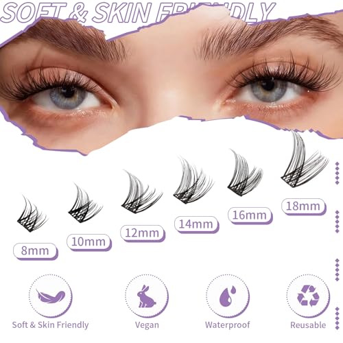 Lash Clusters Kit 8-18mm DIY Lash Extension Kit Wispy Lash Clusters Individual Lashes Kit with Lash Bond and Seal, Lash Tweezers for Self Use,Beginner-Friendly(sylph£© (sylph 709)