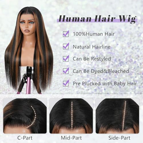 13x6 HD Lace Front Wig - 22 Inch Straight Balayage Human Hair