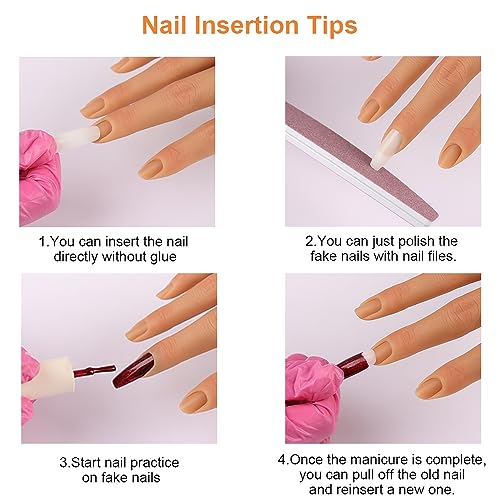 Practice Hand for Acrylic Nails with Stand Bracket, Silicone Fake Hands to Practice Fake Nails Mannequin Hand for Nails Practice and Nail Art Single Right Hand Color 3#