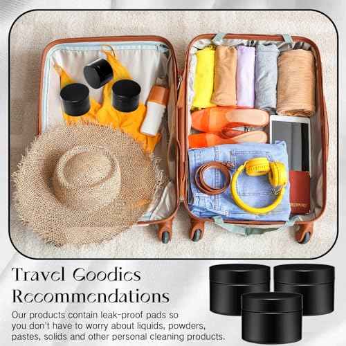 SATINIOR 12 Pack 1 oz Plastic Container Jars with Lids Round Clear Travel Cosmetic Container Slime Jar for Toiletries, Lotion, Cream, Ointment, Makeup, Rhinestone, Sample, Kitchen Storage(Pure Black)