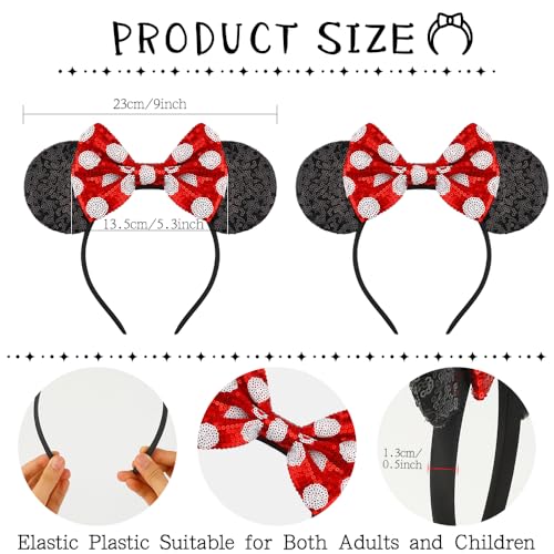 Mouse Ears Mouse Ears Headband Mini Mouse Ears Halloween Ears Stitch Ears Birthday Gifts for Women Pixar Ears Headbands for Birthday Party Christmas Stitch Ears Christmas Gift for Women