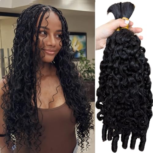 Burmese Curly Human Hair Braiding Bundles - 2 Pack, 20 Inch