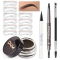 Eyebrow Stencil Kit with Pencil and Pomade - 10 Designs, Ebony