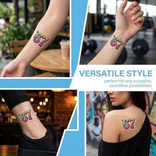 80-Pack Six Seven Temporary Tattoos - 40 Unique Viral Meme Designs