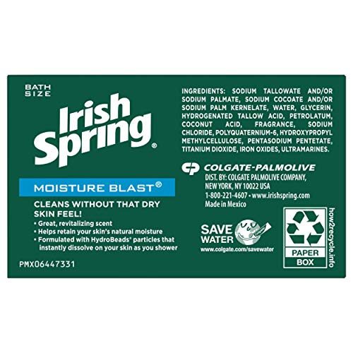 Irish Spring Deodorant Soap, Moisture Blast, 3.7 Ounce (Pack of 3)