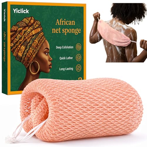Pink African Net Sponge with Knots - Exfoliating Washcloth for Shower & Bath