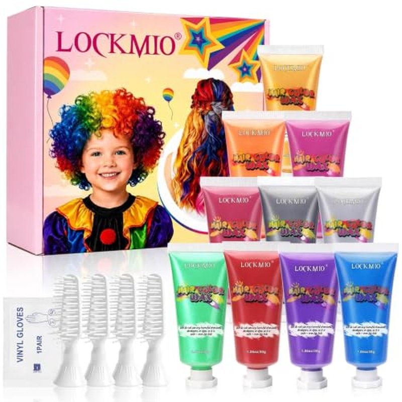 10-Color Temporary Hair Wax for Kids – Washable Hair Chalk