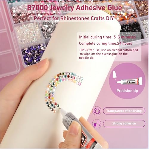 40 Colors Rhinestones Bedazzling Kit with Glue, Tweezers & Organizer