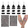 Temporary Tattoo Kit with 64 Stencils & 5 Ink Bottles