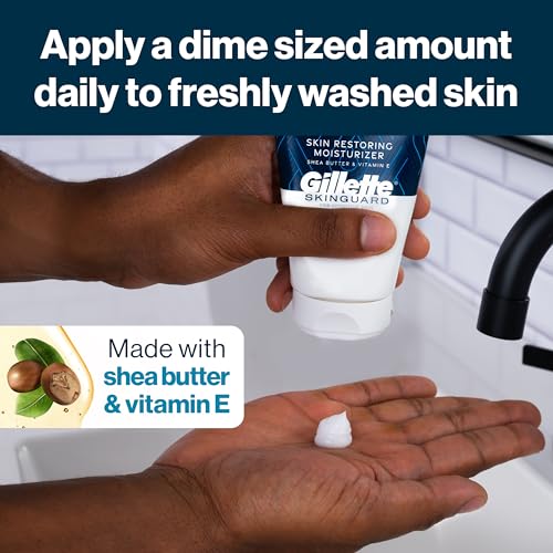 Gillette SkinGuard Face Moisturizer for Men, 3.4 oz Skin Restoring Moisturizer with Shea Butter and Vitamin E