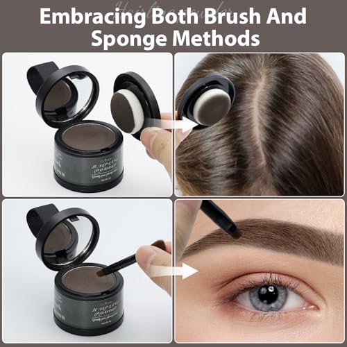 2 Pack Hair Root Touch Up Powder for Women & Men, Dark Brown
