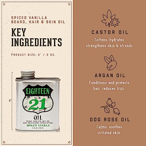 18.21 Man Made Hair, Skin & Beard Oil for Men, 4 Scents - Non-Greasy, Conditioning Balm with Castor Seed, Jojoba, and Argan Oils - Premium Tattoo and Mustache Care Products
