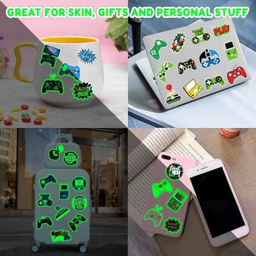 96 PCS Game Pre-Cut Luminous Glow in the dark Temporary Tattoos Themed for Kids Birthday Party Decorations Supplies Favors Decor Super Cute Tattoo Stickers Sticker Gifts for Games Boys Girls