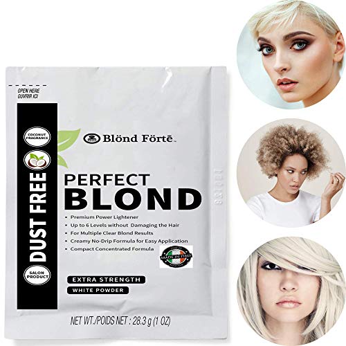 Perfect Blonde Toner Hair Dye Bleach Powder Lightener for Dark Hair Extra Strength Professional Formula (3 Packs of 1 Oz) – Made in Italy by Blond Forte (Blue Powder Lightener)