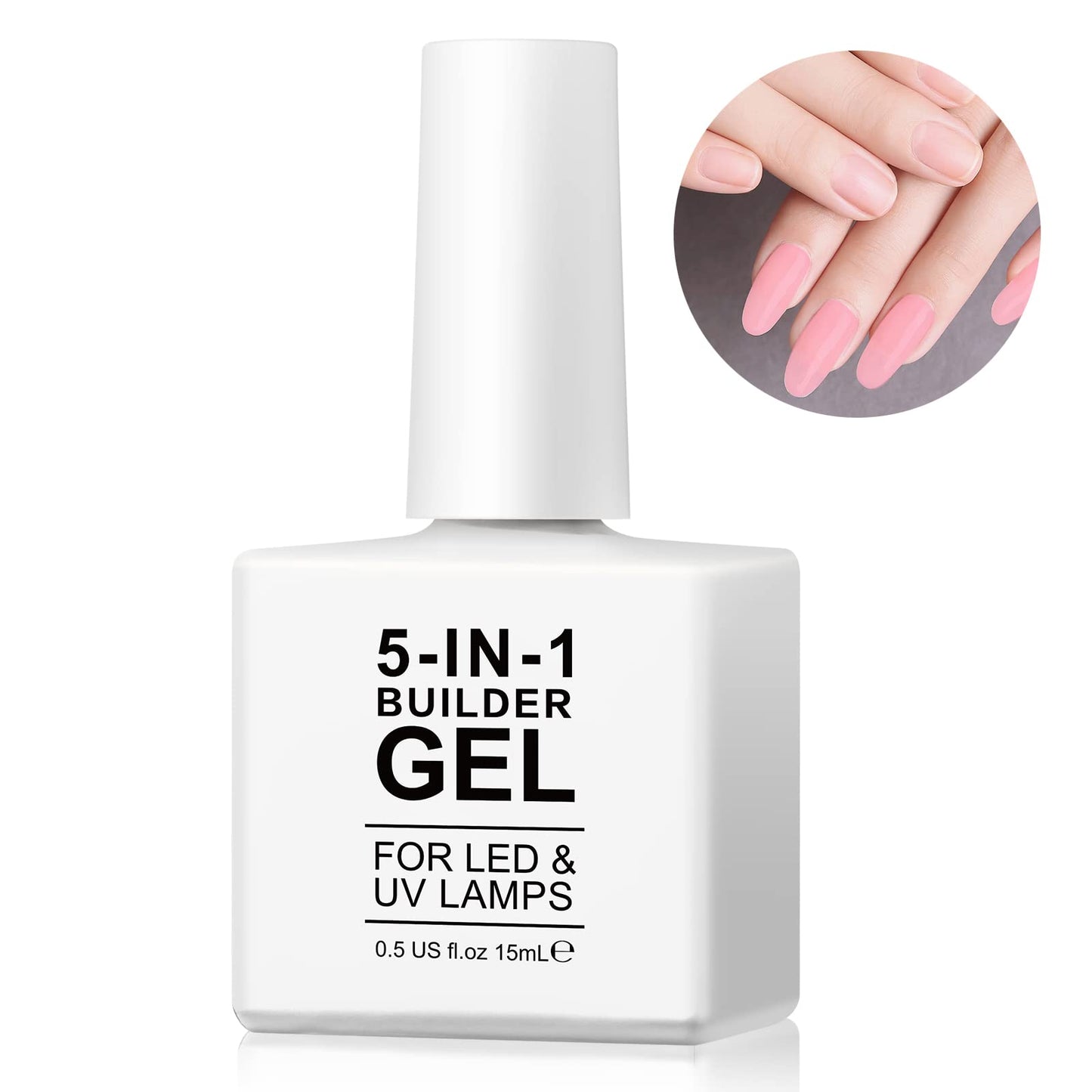 Builder Gel, 5 in 1 Builder Gel for Nails Quick Building Nail Strengthener Gel Professional Nail Repair Supplies Builder Nail Gel 15ml(pink)