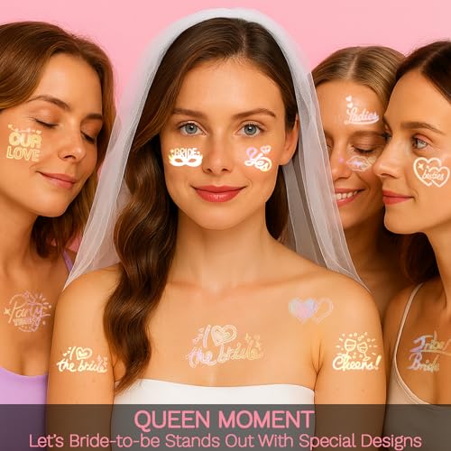 Bachelorette Tattoos - 100 Pc Iridescent Temporary Tattoo Set