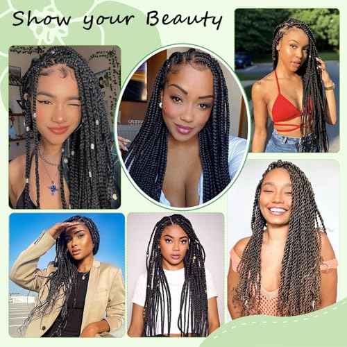 Pre Stretched Braiding Hair Long Braid 30 Inch 6 Packs Professional Braiding Hair Extensions Synthetic Crochet Twist Braids (Open 60", 1B#)