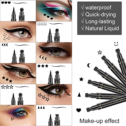 6 Pcs Double-Headed Eyeliner Stamp Set - Waterproof Liquid Liner