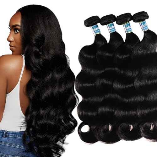 Body Wave 12A Human Hair Bundles 22 24 26 Inch Body Wave Bundles Human Hair 100% Unprocessed Virgin Hair Extensions Raw Quick Weave Extensions Natural Black