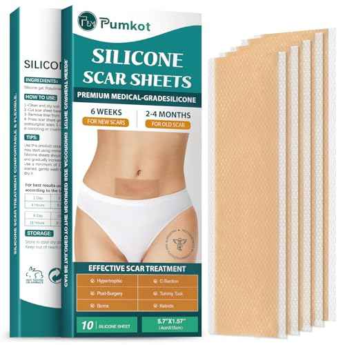 Silicone Scar Sheets, Silicone Scar Tape(5.7¡± x 1.57¡± 10 Pcs), Scar Removal Away Strips for Surgical Scars, Keloid, C-Section, Burn et
