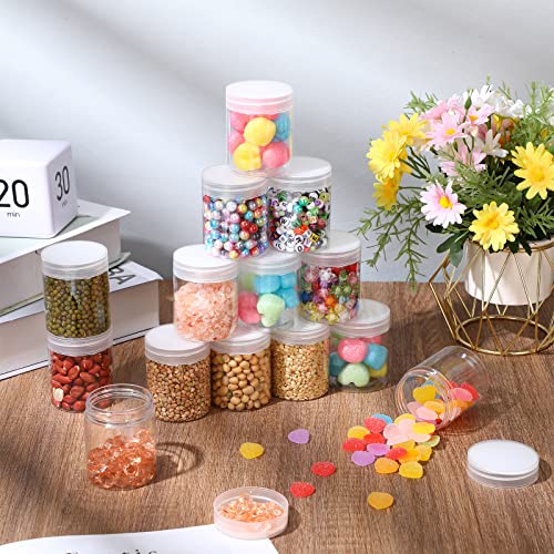 eBoot 150 Piece 3 Oz Plastic Container Jars with Lids Round Clear Cosmetic Empty Clear Plastic Jars for Lotion, Cream, Ointments, Makeup, Eye Shadow, Rhinestone, Samples, Pot, Travel Storage