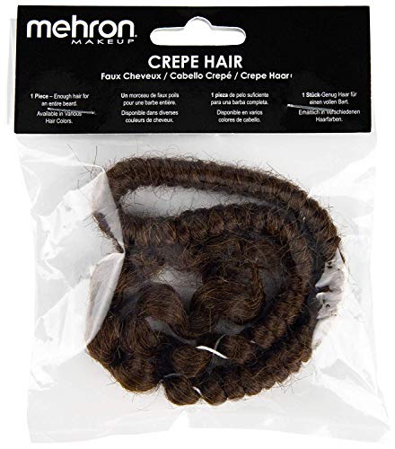 Mehron Crepe Hair 12 Inch Medium Brown for Beards & FX