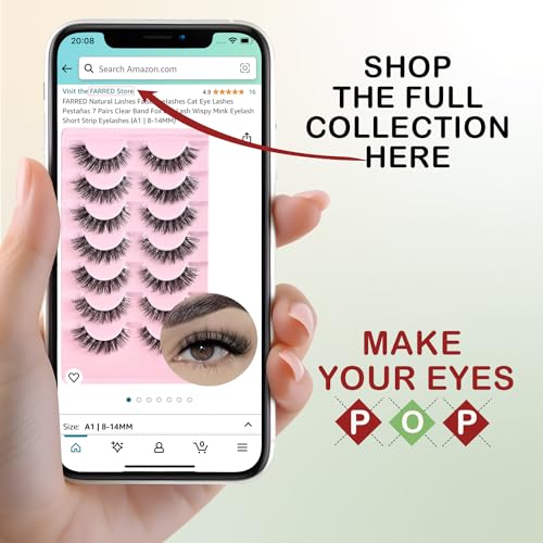 FARRED Cat Eye Lashes Natural Wispy Strip Faux Mink