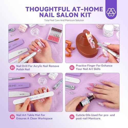 SAVILAND Acrylic Nail Kit for Beginners: Professional Nail Kit Acrylic Set with Practice Hand 400pcs Nail Tips Electric Nail Drill Pure EMA Acrylic Nail Kit for Nail Extension Home Salon Use