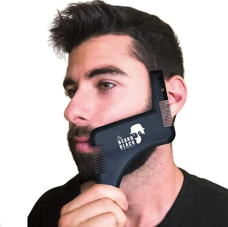 The BEARD BLACK Beard Shaping & Styling Tool with Inbuilt Comb, Perfect for Line Up & Edging, Use with Beard Trimmer or Razor