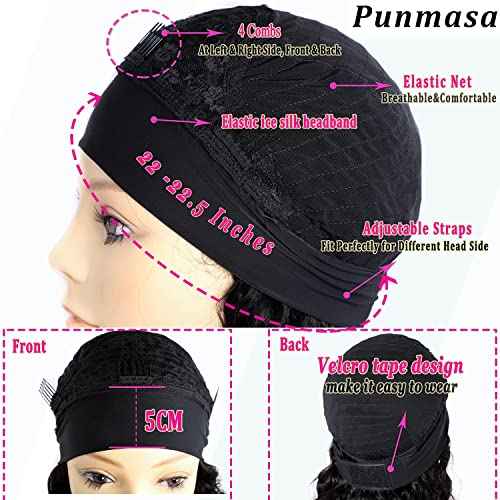 Deep Wave Headband Wig Human Hair 18 Inches Glueless None Lace Front Wigs Machine Made 150% Density Half Wigs Natural Color Human Hair wigs for Women