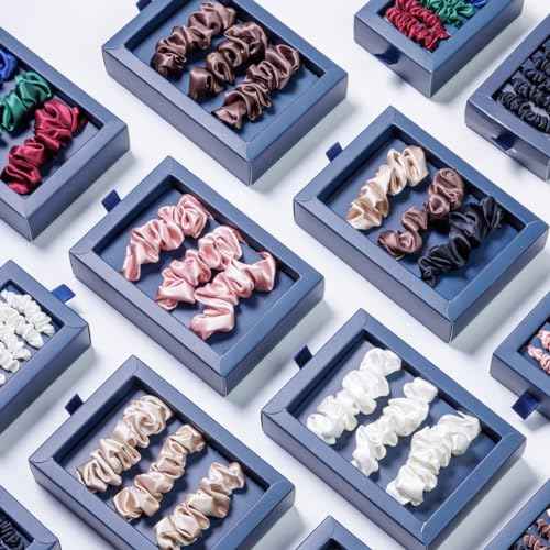 Fishers Finery Large Silk Scrunchies, 25 Momme Pure Mulberry Silk - Hair Tie Set, Anti-Frizz and Damage (Pink 3 PK)