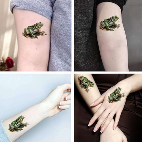 Waterproof Temporary Tattoos for Women - 6 Sheets Frog Design