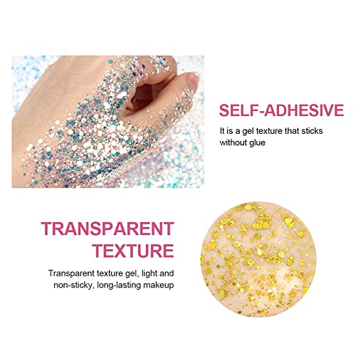 Chunky Glitter Gel 19 Colors - Mermaid Sequins for Face & Body