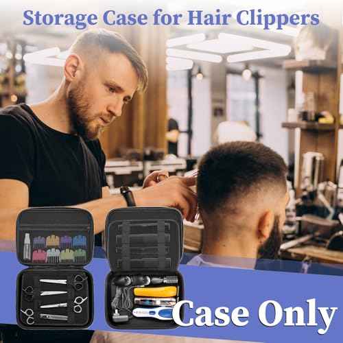 Hard Clipper Case for Barbers, Hair Clippers Travel Case for Hatteker/Oneisal/Wahl 5star/Andis Razor Guard Grooming Kits, Hair Cutting Barber Supplies Holder, Trimmer Organizer Storage Bag