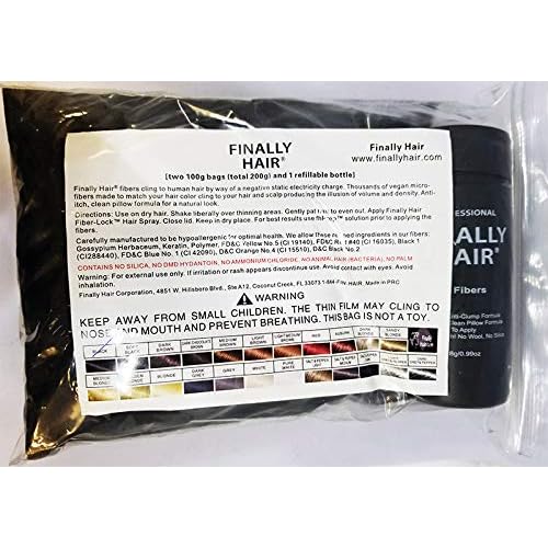 Hair Building Fibers 200 Grams 7 Oz. With Bottle By Finally Hair 50g*4 (Black)