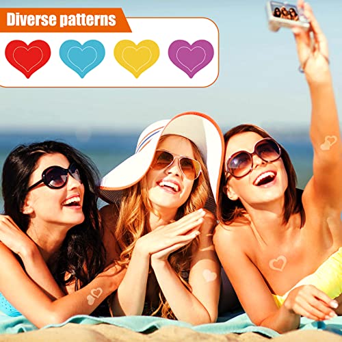 Fainne 400 Pieces Tanning Bed Stickers for Body Heart Labels Perforated Self Adhesive Small Sun Stickers for Tanning, 100 Pieces Per Roll, 1.2 x 0.8 Inches(Heart Pattern)