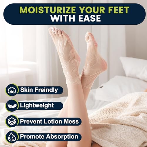 TEAWOO 200-Pack Disposable Plastic Foot Covers for Moisturizing & Pedicures