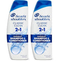Head and Shoulders Classic Clean 2-in-1 Anti-Dandruff Shampoo + Conditioner 8.45 Fl Oz (Pack of 2)