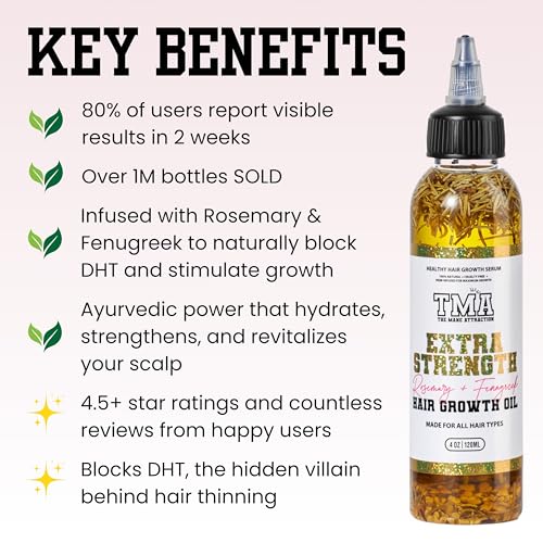 Extra-Strength Herbal Hair Growth Oil - Rosemary & Fenugreek Blend, 4 Fl Oz