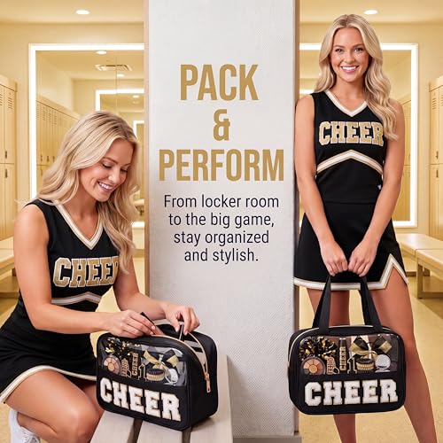 KYTACCU Cheer Makeup Bag with Chenille Letters - Clear Travel Pouch